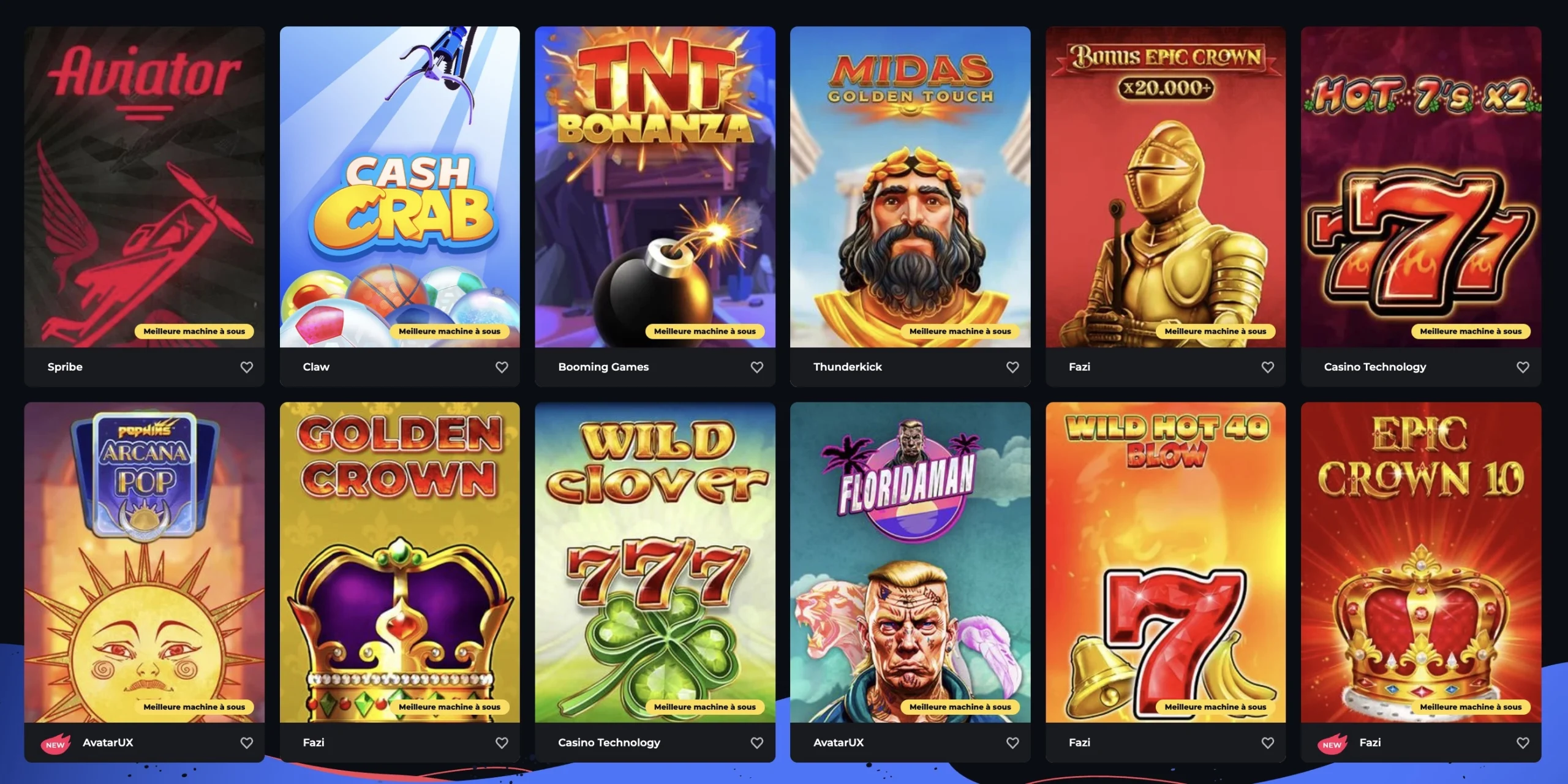 jeux et machines &agrave; sous de Boomerang Casino en ligne