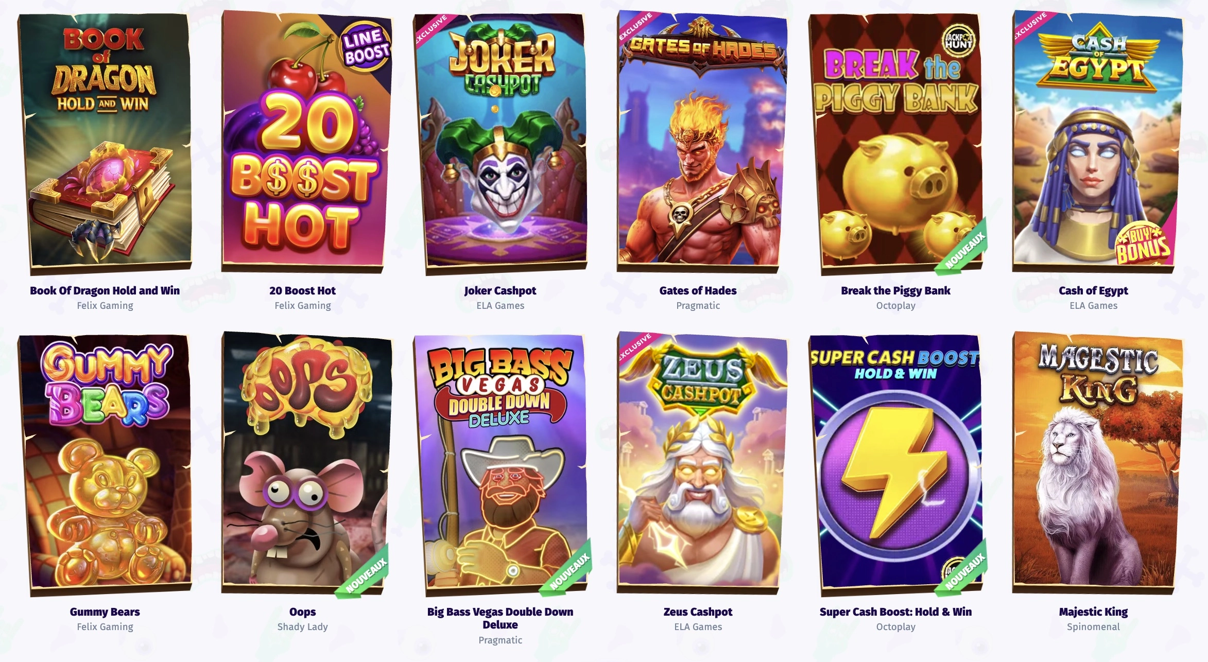 jeux et machines &agrave; sous disponibles sur le casino en ligne Casombie