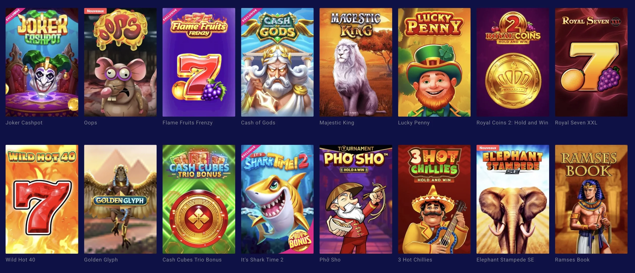 selection de jeux et machines &agrave; sous sur Frumzi casino