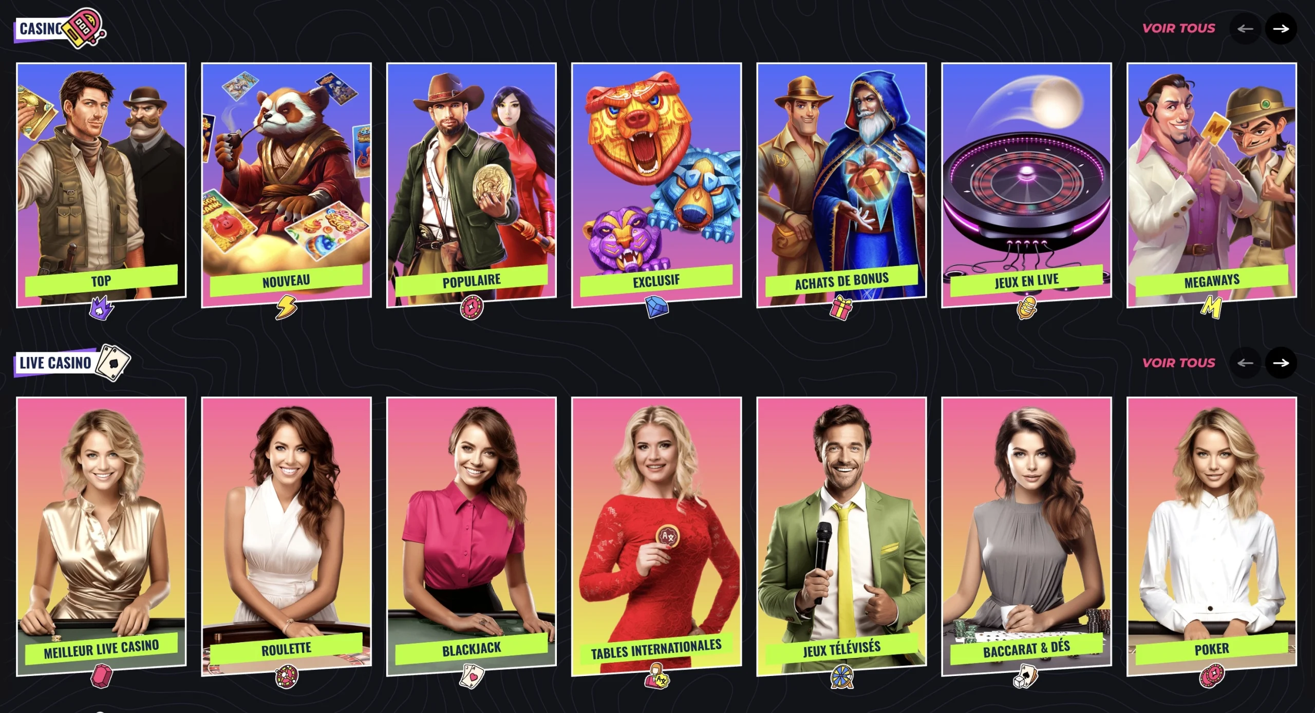 jeux et machines &agrave; sous et jeux de live casino sur Lunubet