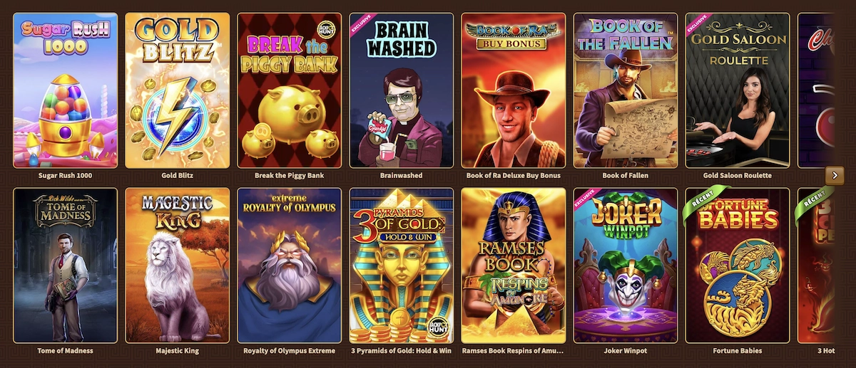 jeux disponibles sur My Empire Casino