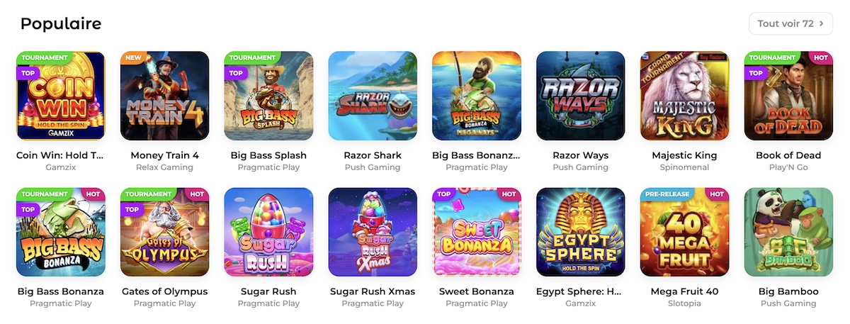 jeux populaires sur Verde Casino