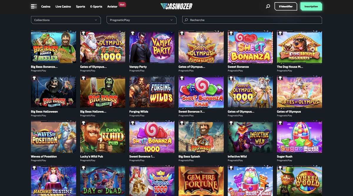 jeux Pragmatic Play sur Casinozer