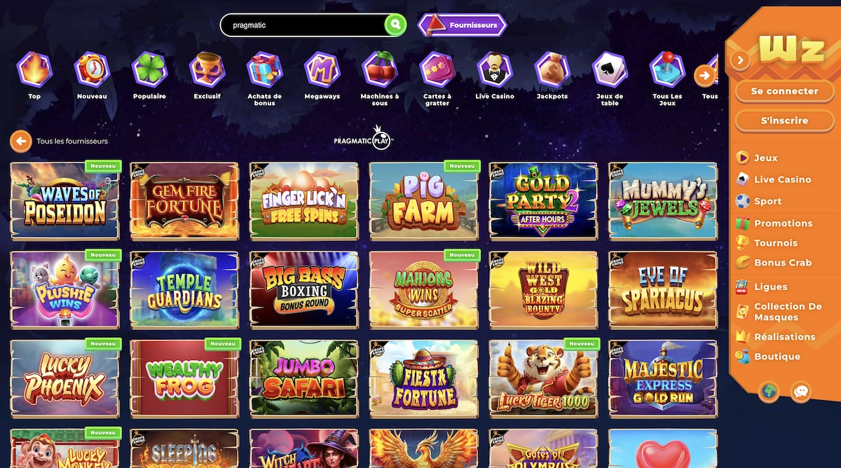 jeux Pragmatic Play sur Wazamba Casino