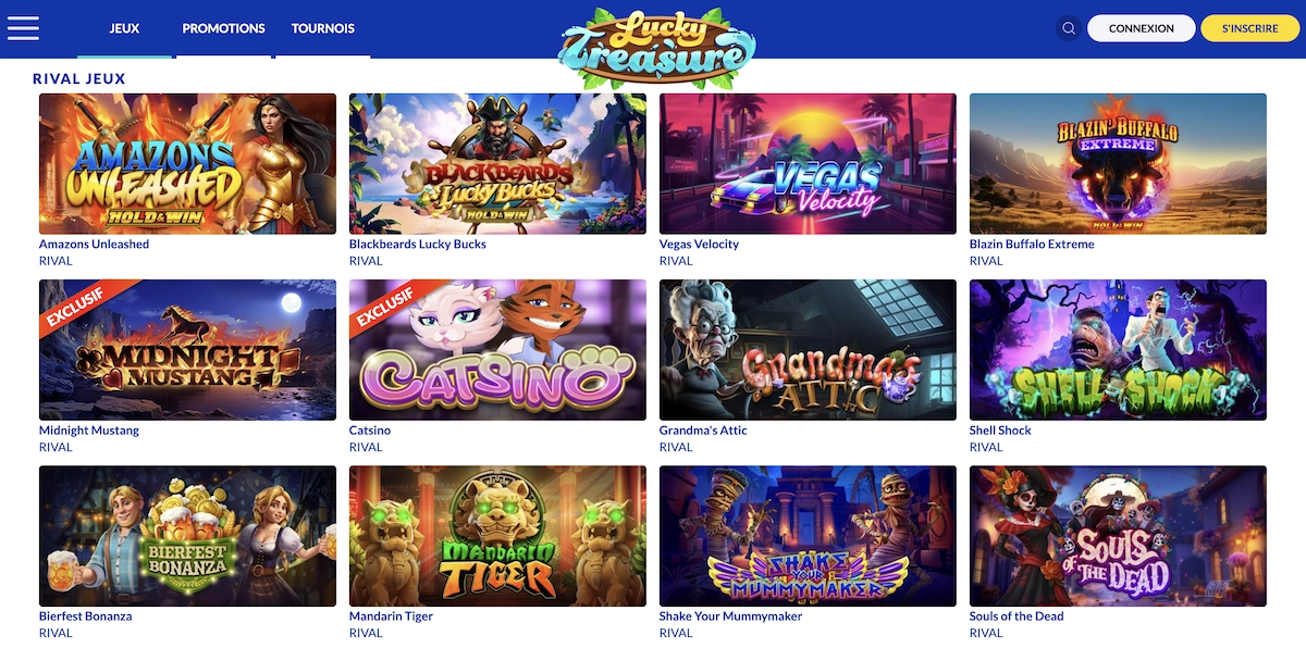jeux Rival Gaming sur le casino en ligne Lucky Treasure