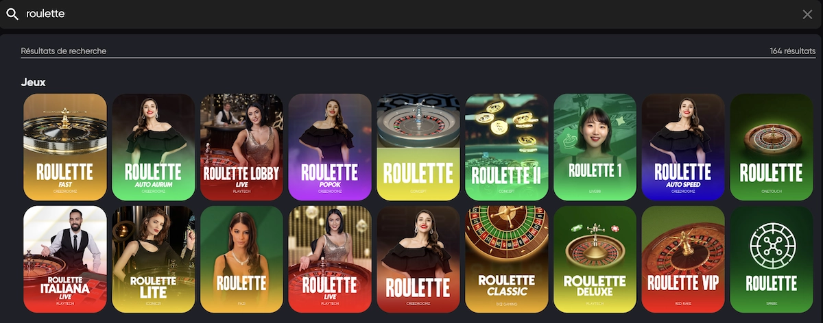 Page roulette de Golden Panda Casino mettant en avant Roulette Fast, Roulette Italiana, Roulette Classic, Auto Speed Roulette et Roulette VIP.