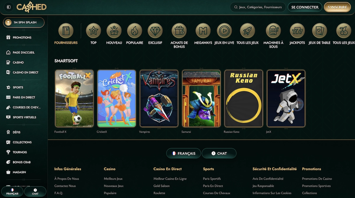 jeux Smartsoft Gaming sur Cashed Casino