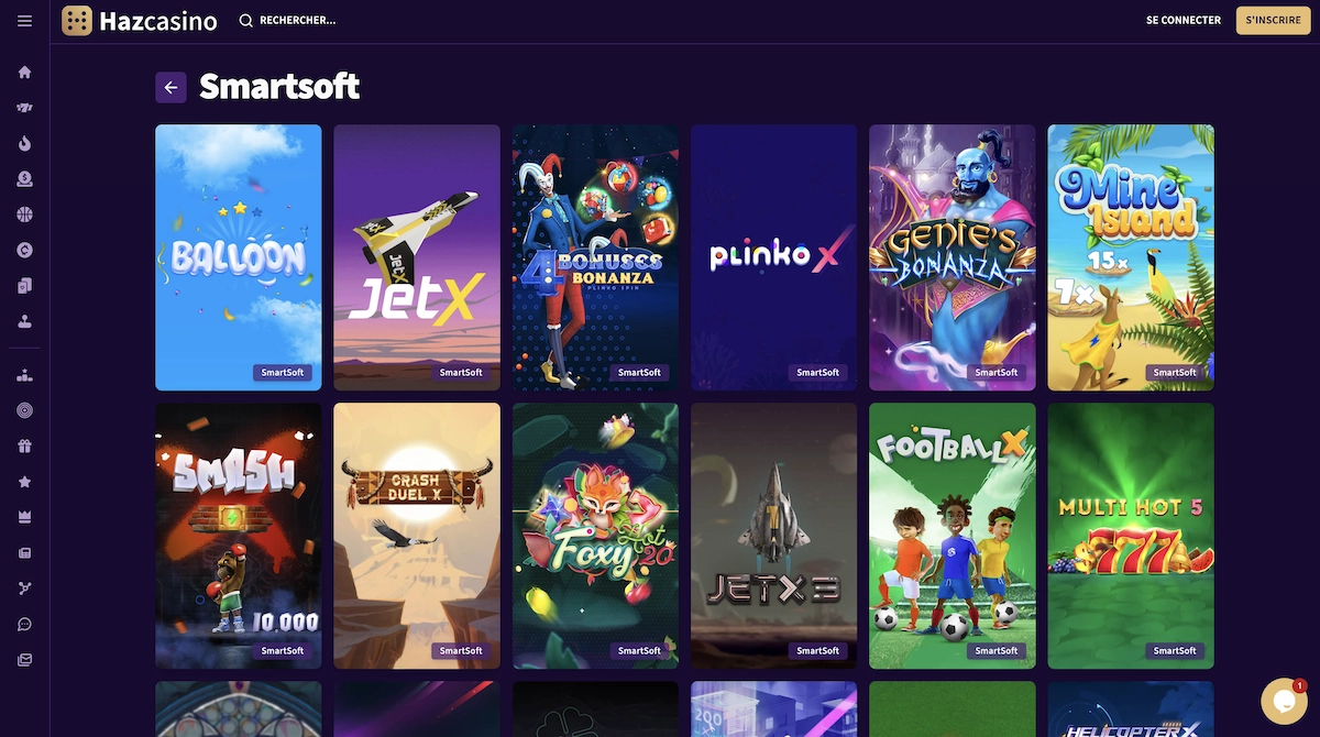 jeux Smartsoft Gaming sur Haz Casino