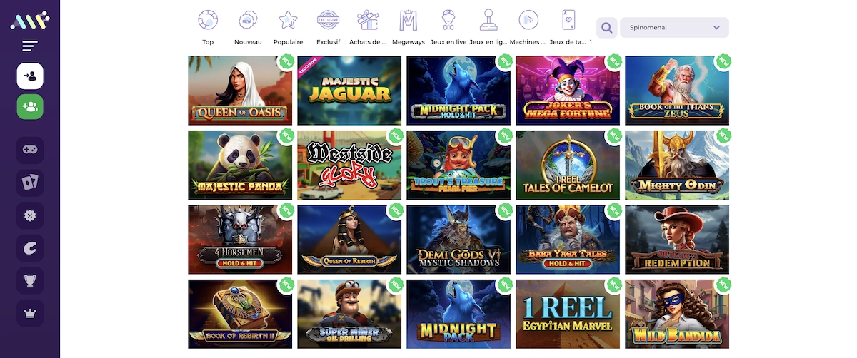 jeux Spinomenal sur le casino en ligne Alfcasino
