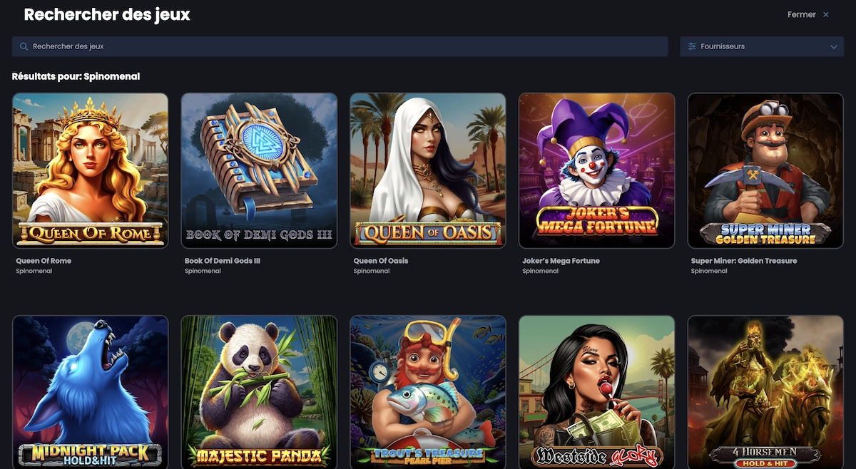 jeux Spinomenal sur le casino en ligne Casino Night