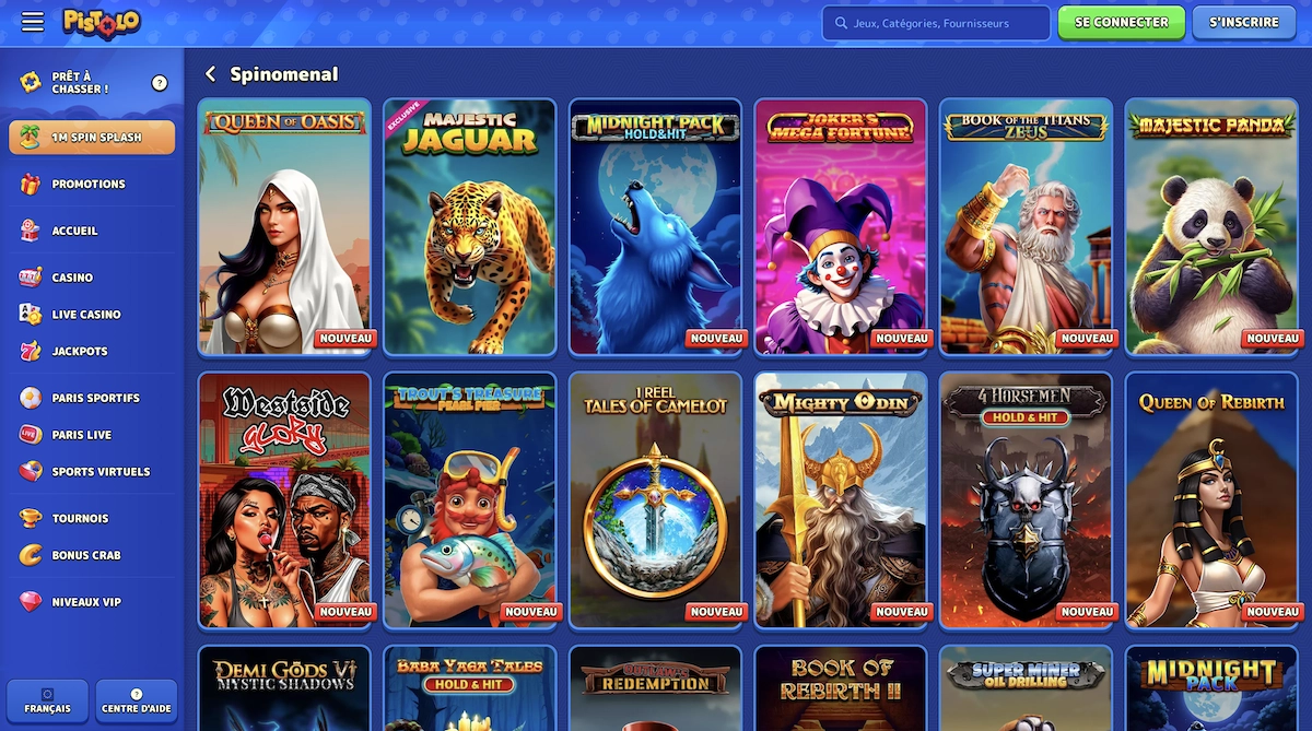 jeux Spinomenal sur le casino en ligne Pistolo