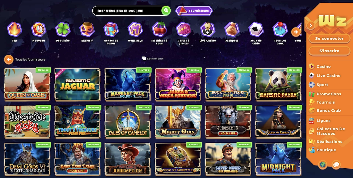 jeux Spinomenal sur le casino en ligne Wazamba