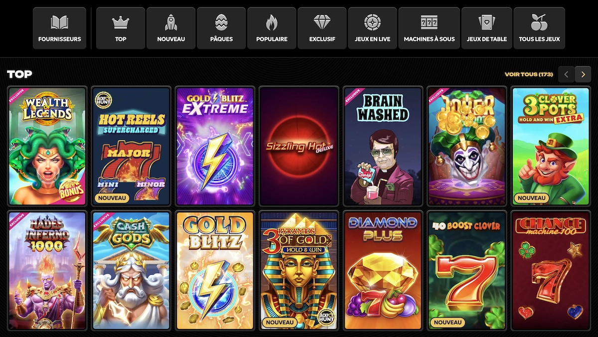 jeux sur Spinsy Casino