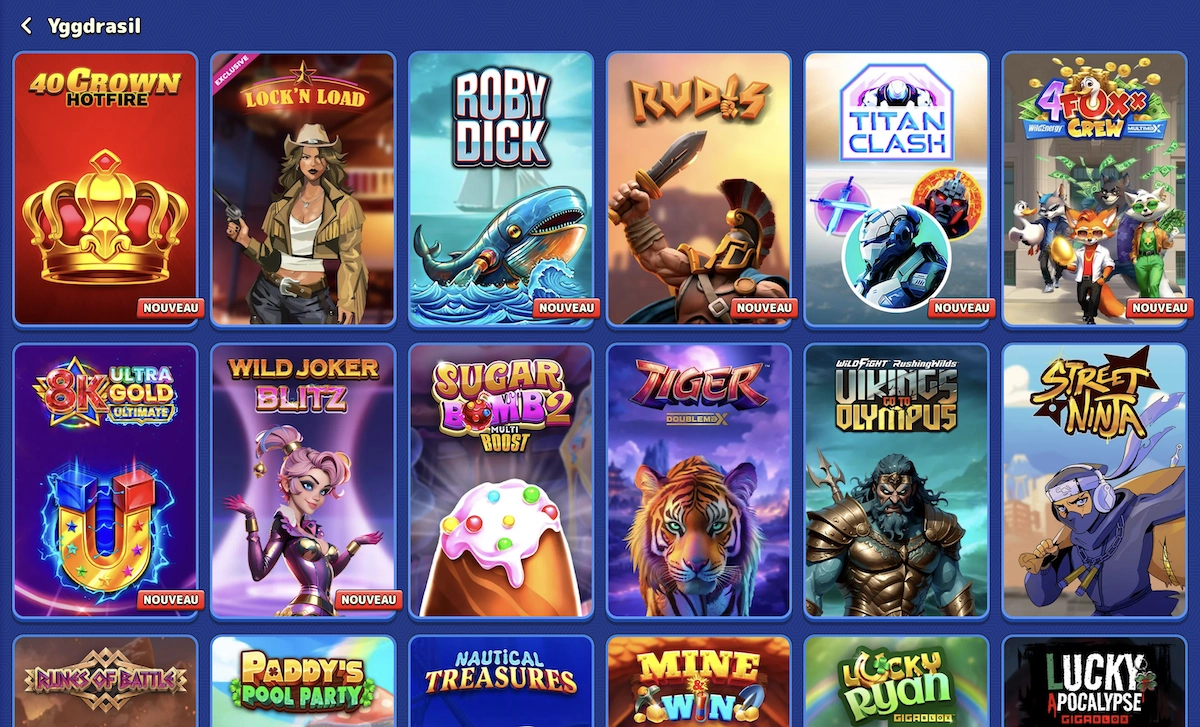 titres du fournisseur de jeux Yggdrasil sur Pistolo Casino