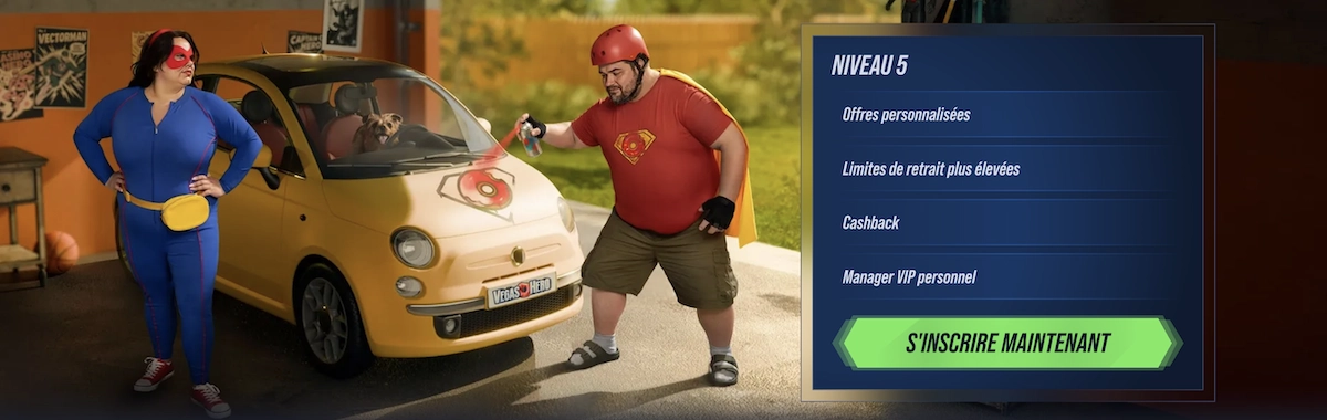 Avantages du niveau 5 du programme VIP de Vegashero Casino avec cashback, manager personnel et limites de retrait plus &eacute;lev&eacute;es.