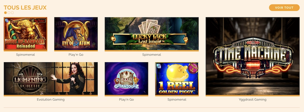liste des jeux qu'on peut retrouver sur Arlequin Casino
