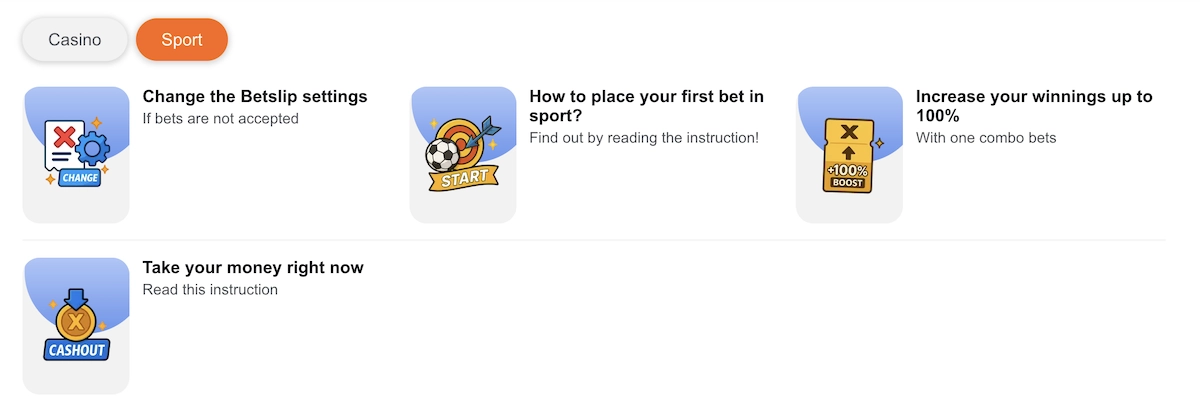 Section aide et promotions paris sportifs sur Casino-X montrant guides de mise, réglages du ticket de pari, boost de gains jusqu’à 100 % et option cashout immédiat