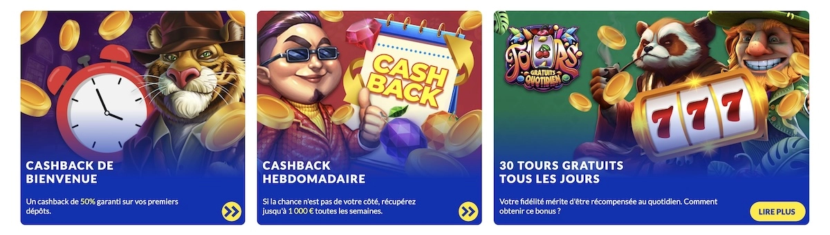 liste des promotions récurrentes qu'on trouve sur Lucky Treasure