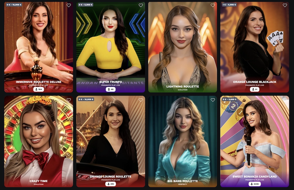 liste des jeux de casino en direct sur Betonred avec de la roulette, du blackjack