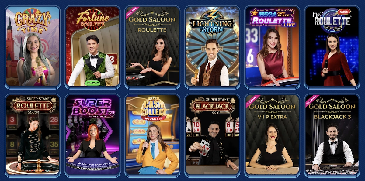 liste des jeux de casino en direct sur SG Casino