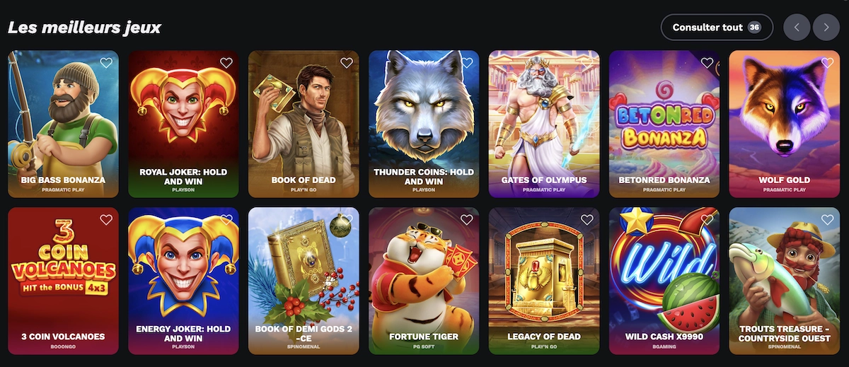 liste des jeux de casino de Betonred