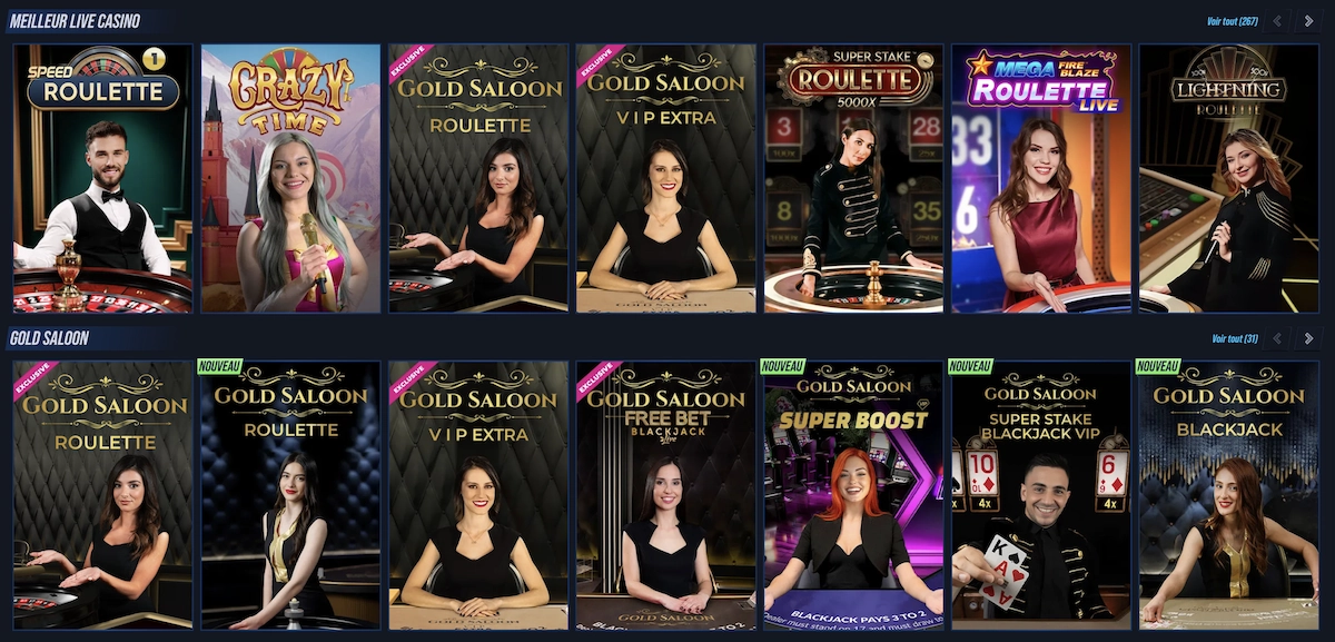 Meilleurs jeux live casino sur Vegashero Casino avec roulette, blackjack et Crazy Time d&rsquo;Evolution Gaming.
