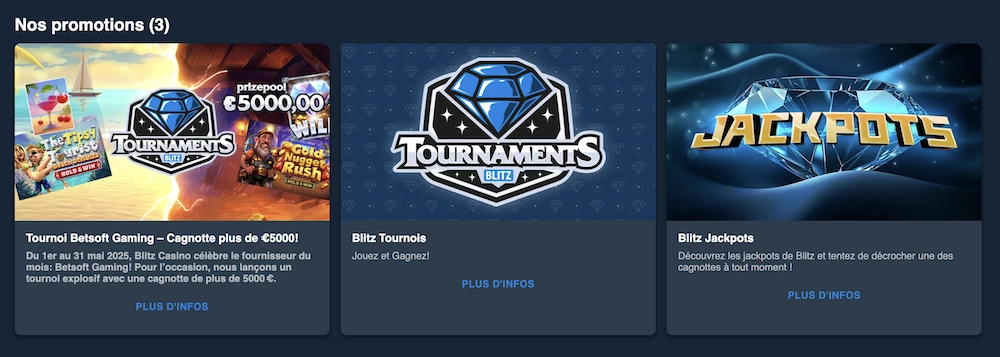 liste des promotions sur Blitz casino