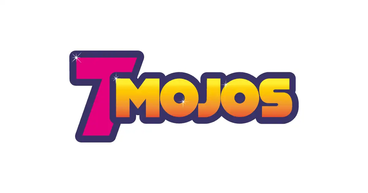Le logo de 7Mojos, fournisseur de jeux de casino, en couleur sur fond blanc.