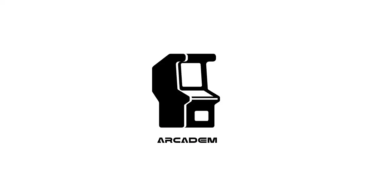 Le logo de Arcadem, fournisseur de jeux de casino, en couleur sur fond blanc.