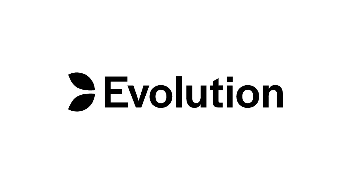 Le logo de Evolution, fournisseur de jeux de casino, en couleur sur fond blanc.