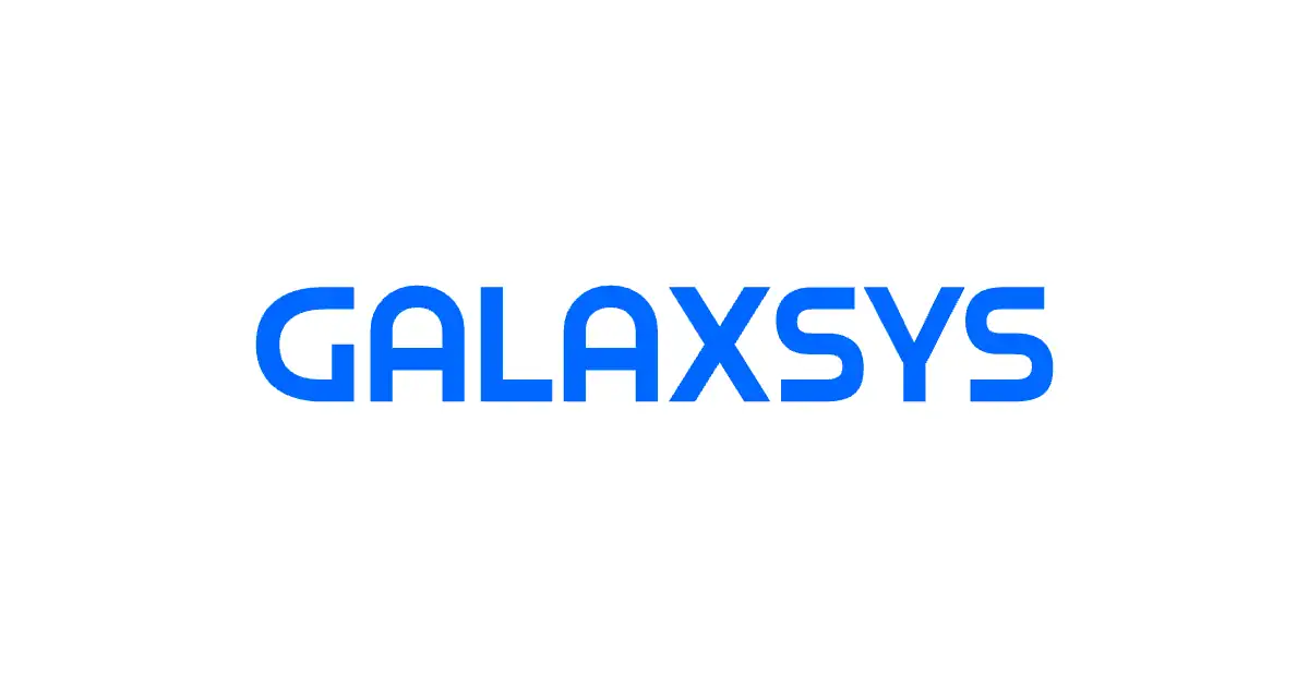 Le logo de Galaxsys, fournisseur de jeux de casino, en couleur sur fond blanc.