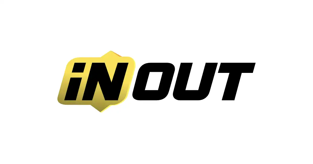 Le logo de InOut Games, fournisseur de jeux de casino, en couleur sur fond blanc.