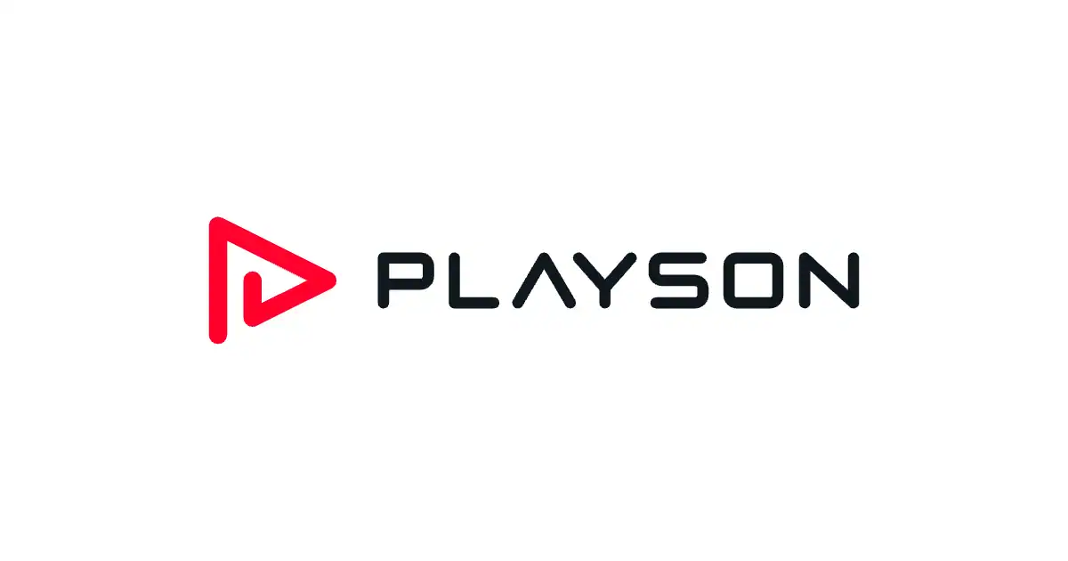 Le logo de Playson, fournisseur de jeux de casino, en couleur sur fond blanc.