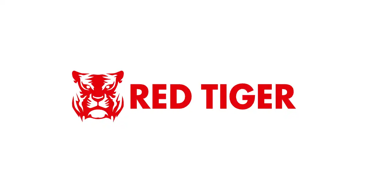 Le logo de Red Tiger, fournisseur de jeux de casino, en couleur sur fond blanc.