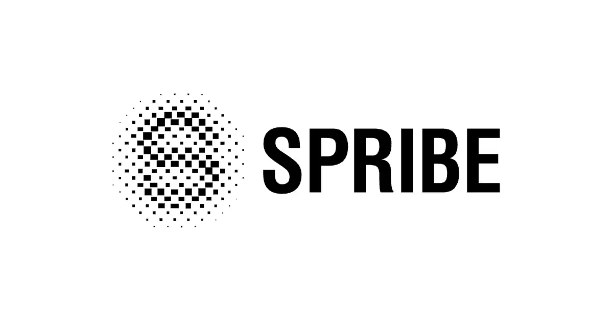 Le logo de Spribe, fournisseur de jeux de casino, en couleur sur fond blanc.