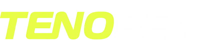 Logo du casino en ligne Tenobet avec le mot Teno en jaune et Bet en blanc.
