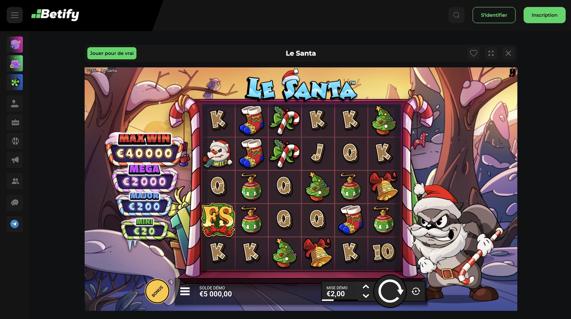 capture d'&eacute;cran de la machine a sous La Santa de Hacksaw Gaming sur le site du casino en ligne Betify