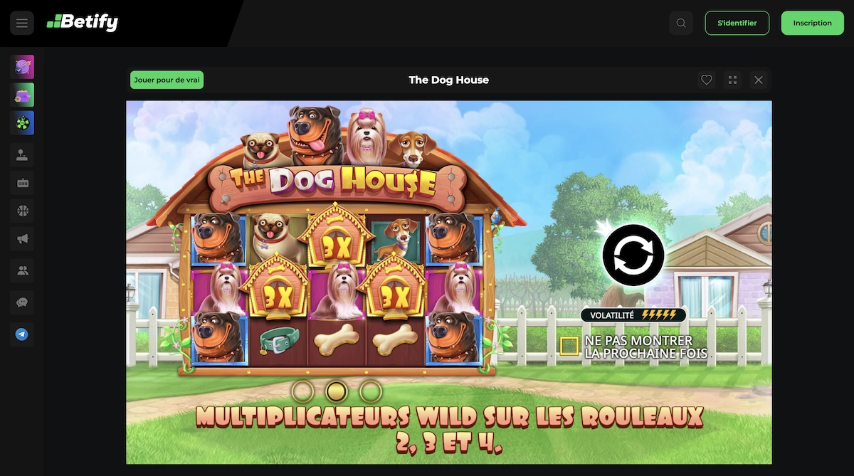 capture d'&eacute;cran de la machine &agrave; sous The Dog House sur le casino en ligne Betify