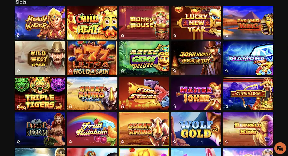 Grille de machines à sous sur Casino Hermes avec titres populaires et visuels attractifs