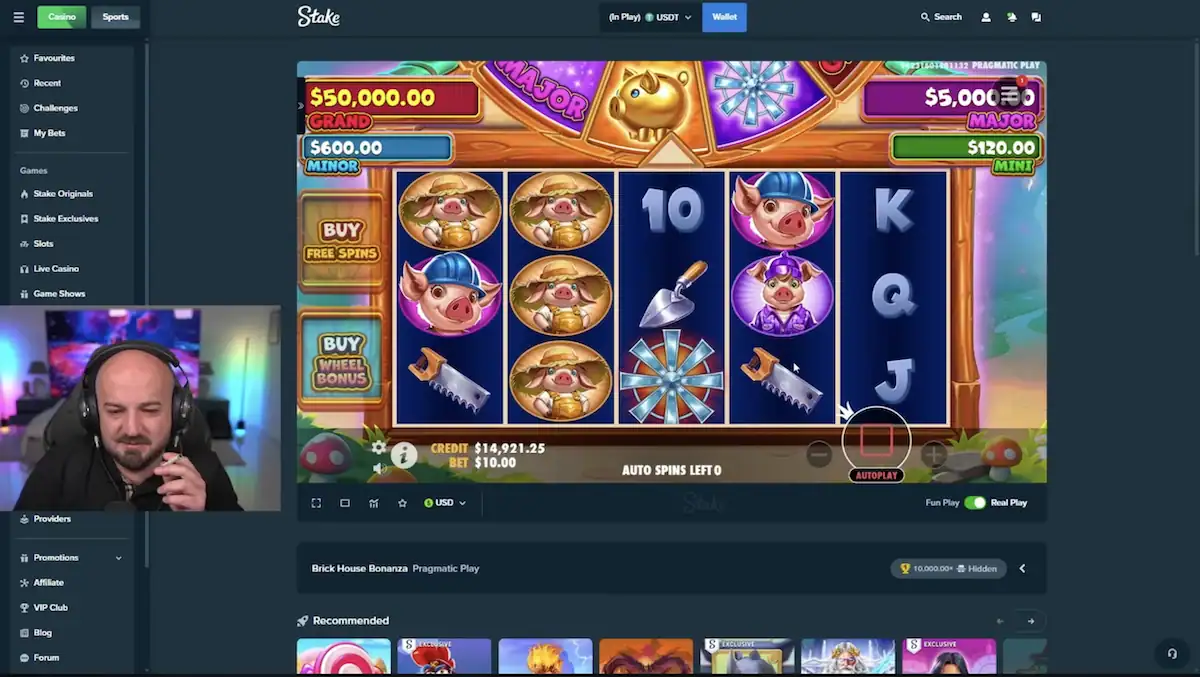 capture d'écran d'un live du streamer casino Maherco où il joue aux machines à sous sur le casino en ligne Stake
