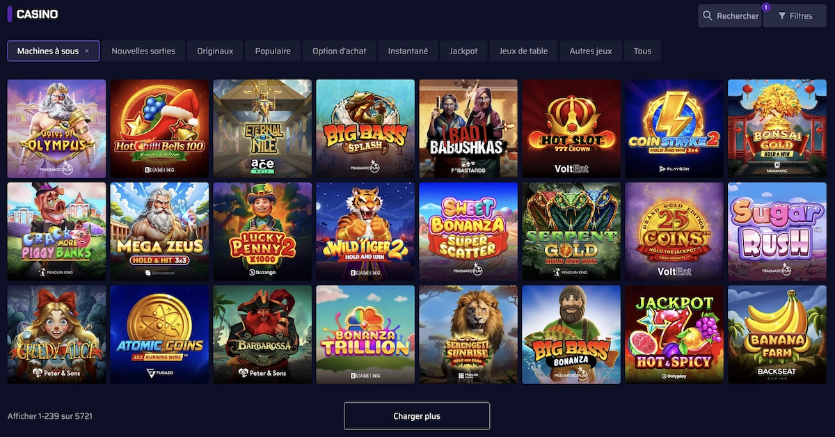 Galerie de machines &agrave; sous populaires sur Betory Casino avec vignettes color&eacute;es de jeux comme Sweet Bonanza, Coin Strike et Bonsai Gold