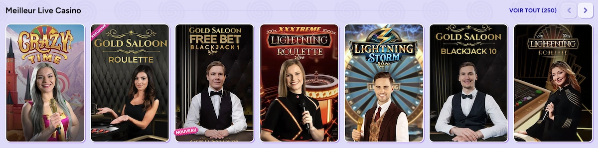 meilleurs jeux de casino live sur Spinbara casino
