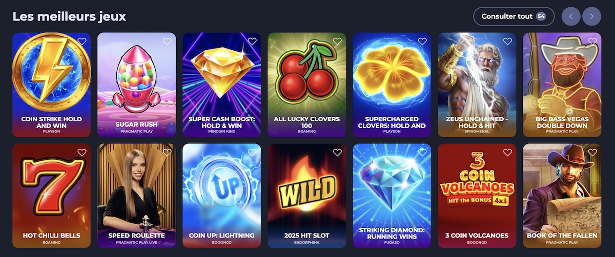 liste des meilleurs jeux de FridayRoll casino