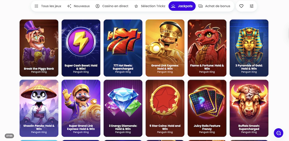 Machines &agrave; sous du casino en ligne Trickz