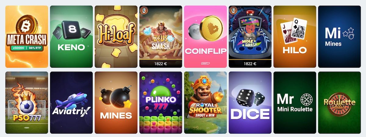 selection de mini-jeux sur Alexander Casino