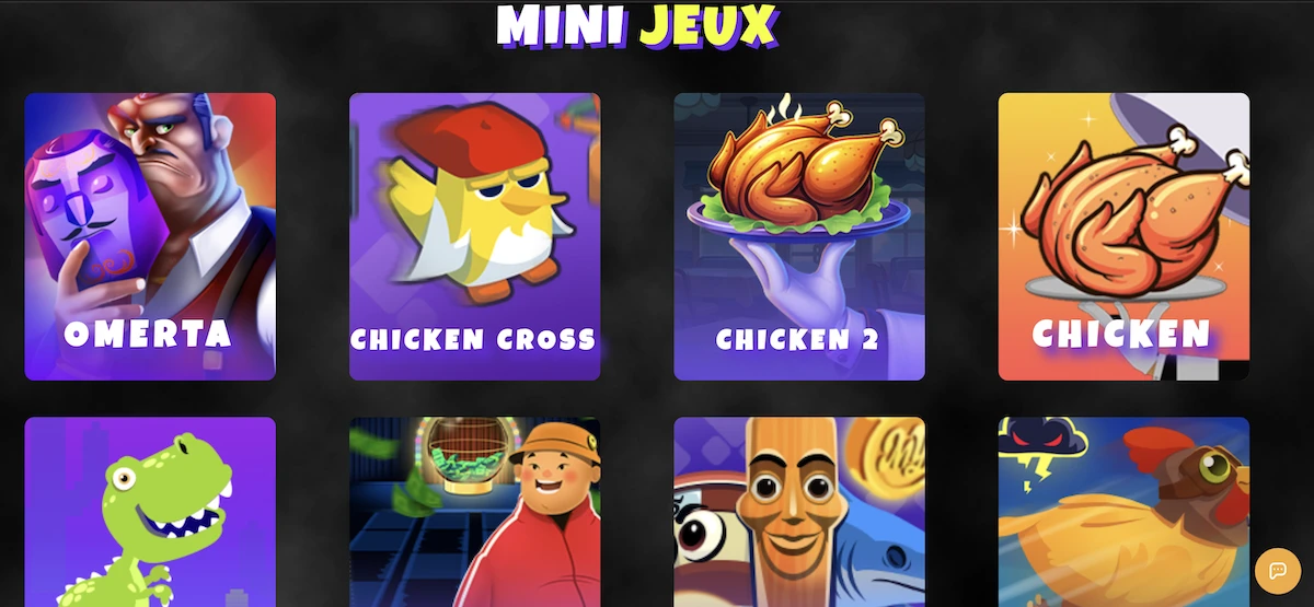 interface des mini-jeux sur le casino en ligne Donbet