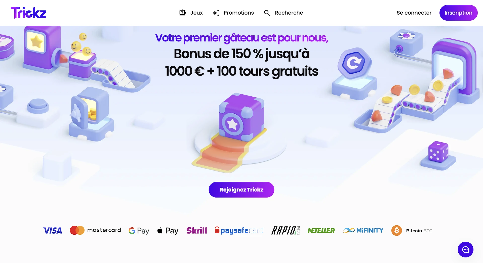 Page d'accueil du casino en ligne Trickz