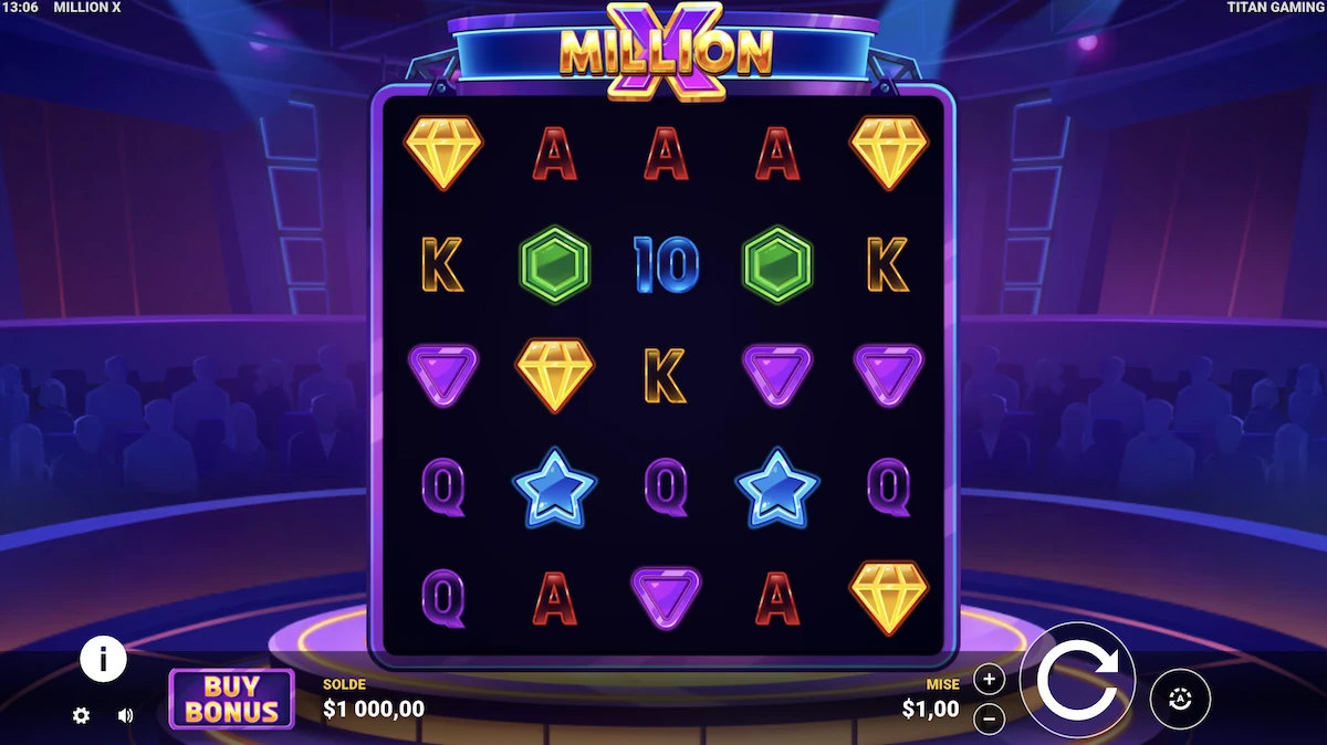 Mode demo de la machine &agrave; sous Million X