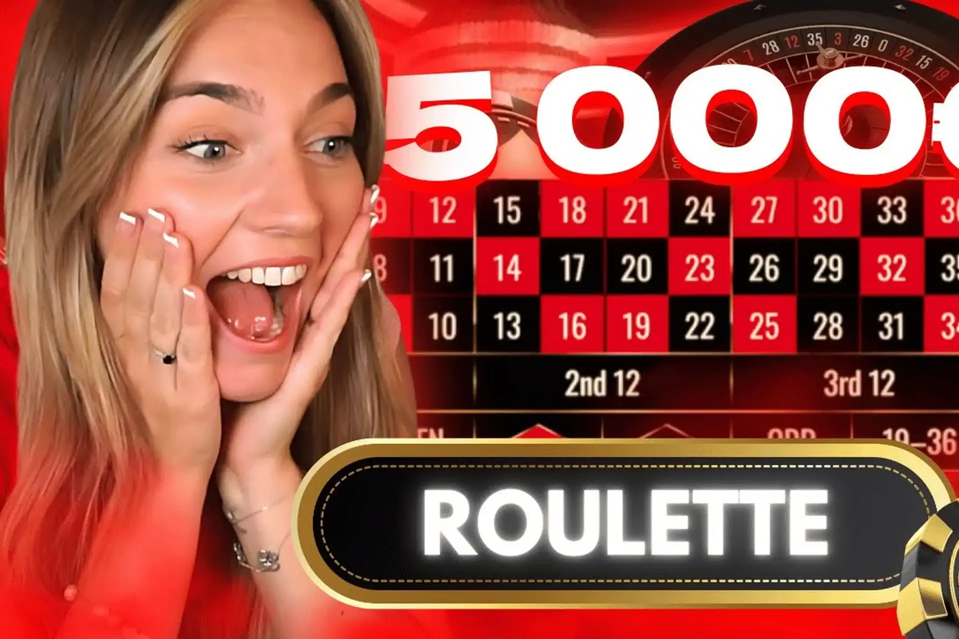 Morgie la streameuse casino française avec une réaction de surprise devant un gain de 5 000 euros à la roulette sur Crazybet.