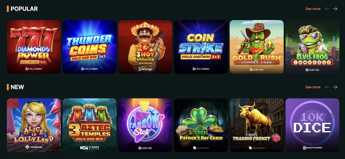 nouveaux jeux sur le site de luckygem casino